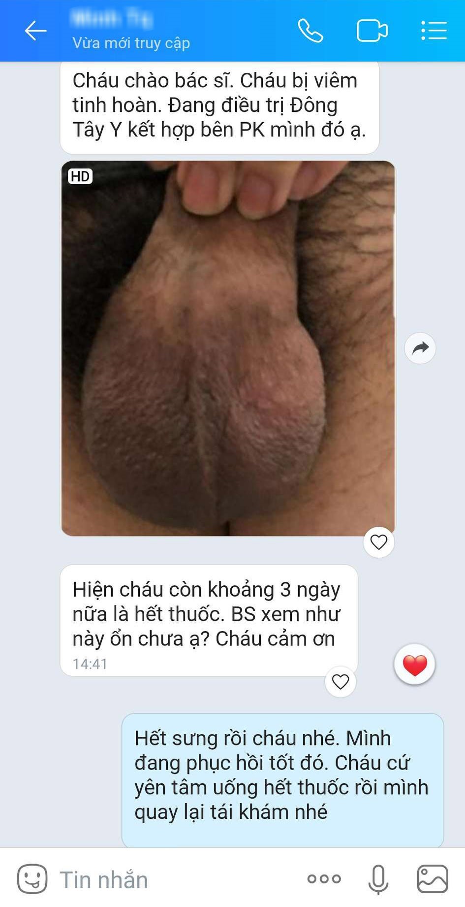 PHẢN HỒI CỦA BỆNH NHÂN SAU KHI CHỮA BỆNH VIÊM TINH HOÀN TẠI PHÒNG KHÁM ĐA KHOA 52 NGUYỄN TRÃI - Ảnh 02