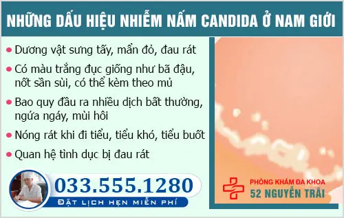 Dấu hiệu nhiễm nấm candida ở nam giới