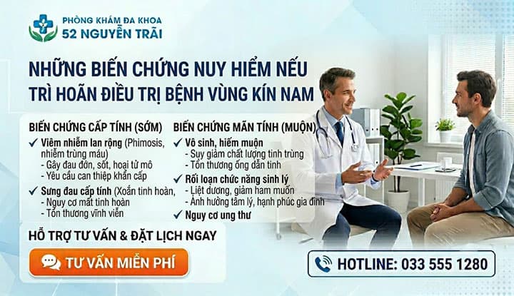 Những Biến Chứng Nguy Hiểm Nếu Trì Hoãn Điều Trị bệnh vùng kín nam giới