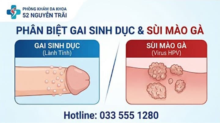PHÂN BIỆT RÕ RÀNG: GAI SINH DỤC VÀ SÙI MÀO GÀ