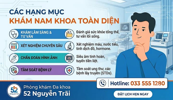 Các Hạng Mục Khám Nam Khoa Toàn Diện Tại Phòng Khám 52 Nguyễn Trãi