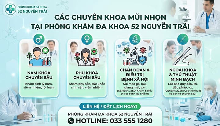 Các Chuyên Khoa Mũi Nhọn Tại Phòng Khám Đa Khoa 52 Nguyễn Trãi
