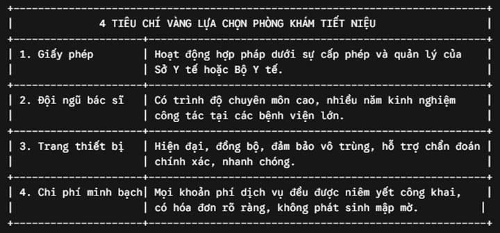 Tiêu chí lựa chọn phòng khám tiết niệu ở đâu Hà Nội uy tín